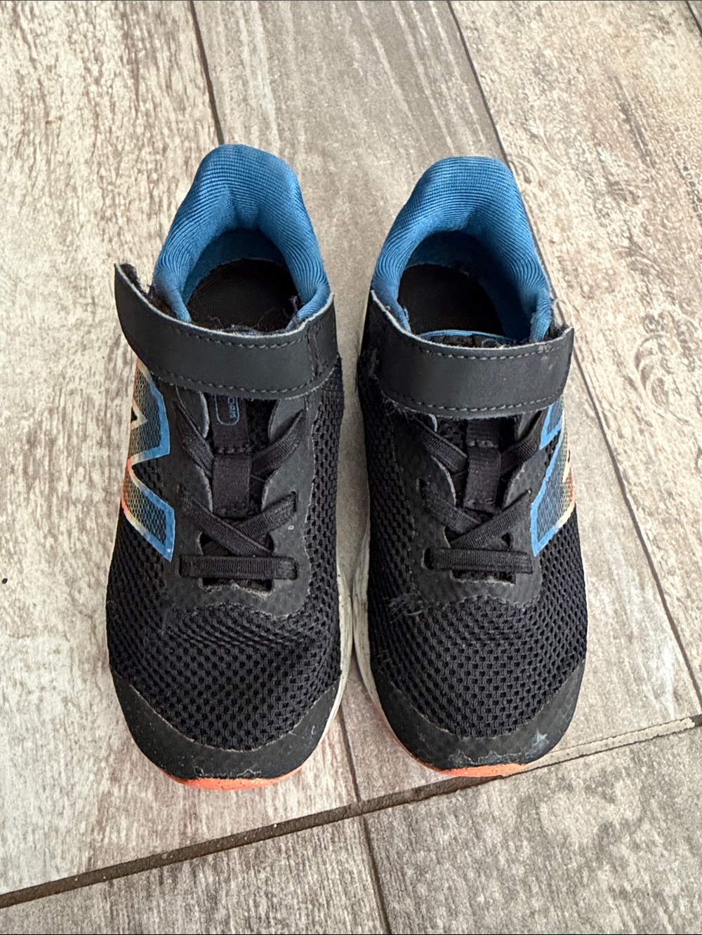 New Balance Black & Blue Kids Hook-and-Loop Sneakers